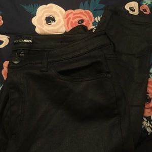 Black leather look pants